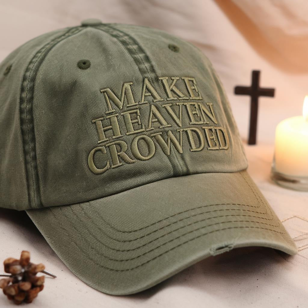 Make Heaven Crowded Embroidered Trucker Hat, Faith-Based Christian Hat, Jesus Cap, Inspirational Country Hat, Religious Trucker Hat Women & Men LAFH25